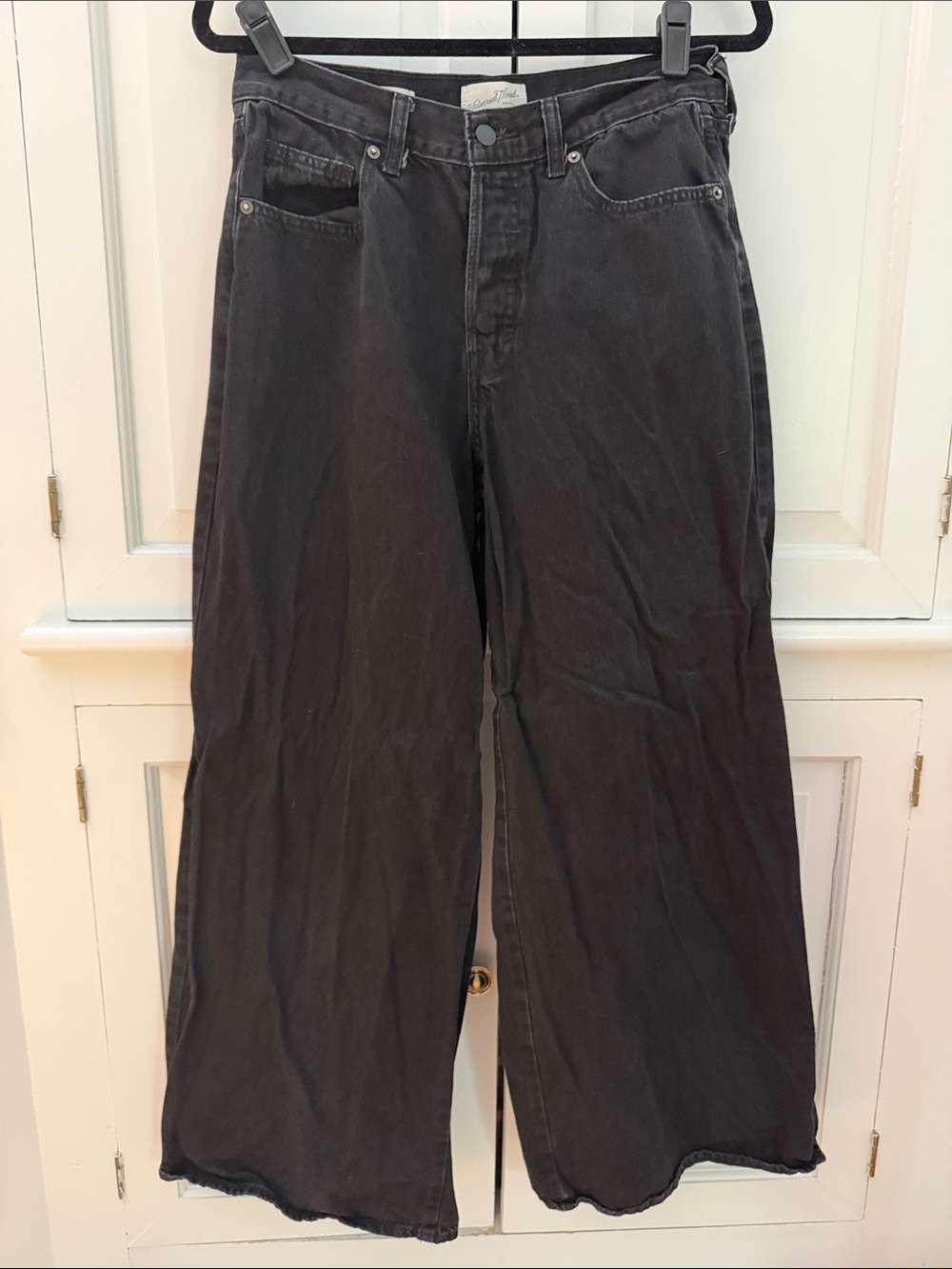 Universal Thread Wide Leg Black Jeans 8 Regular Mid Rise Denim Pants